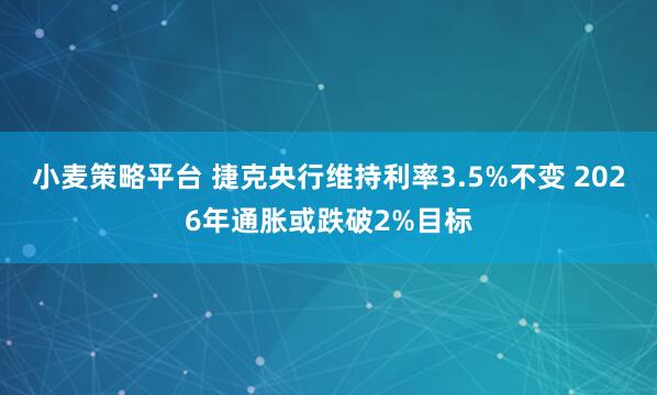 小麦策略平台 捷克央行维持利率3.5%不变 2026年通胀或跌破2%目标